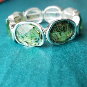 2/15$ Silver tone bracelet abalone pattern